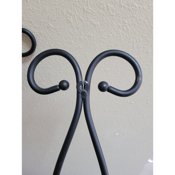 2 Vintage Wall Sconce Candle Holders, Large Black Wrought Iron Metal - Picture 4 of 4